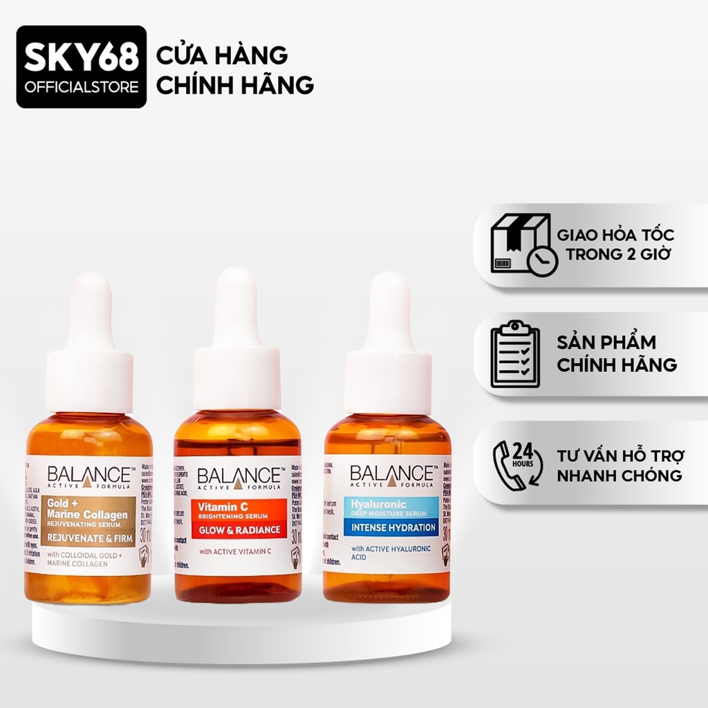 Sét 3 Serum Dưỡng Trắng, Cấp Nước, Bổ Sung Collagen, Ngừa Lão Hóa Balance The Mighty Three (30ml x 3)