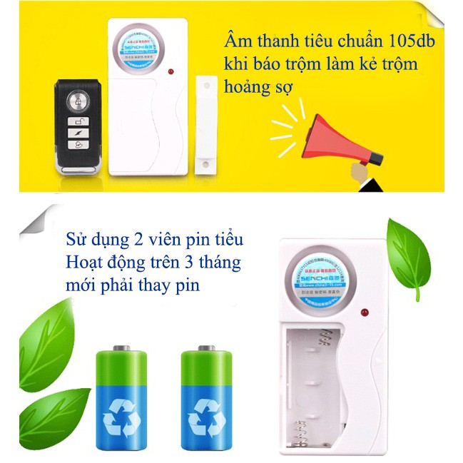 BÁO ĐỘNG CỬA MỞ CẢM BIẾN MÁ TỪ CÓ REMOTE KS-SF03R