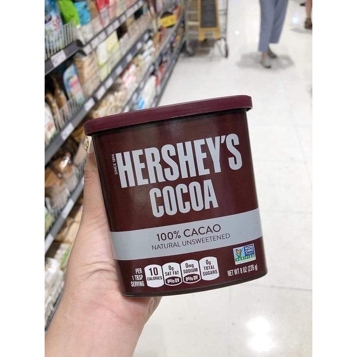 BỘT CACAO HÒA TAN TỰ NHIÊN KHÔNG ĐƯỜNG HERSHEY'S COCOA 226G CHÍNH HÃNG - 10284