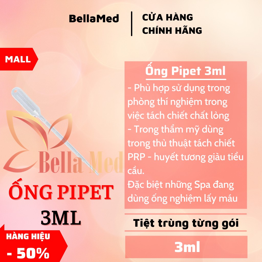 ống pipet 3ml tiệt trùng từng gói làm trong liệu trình prp