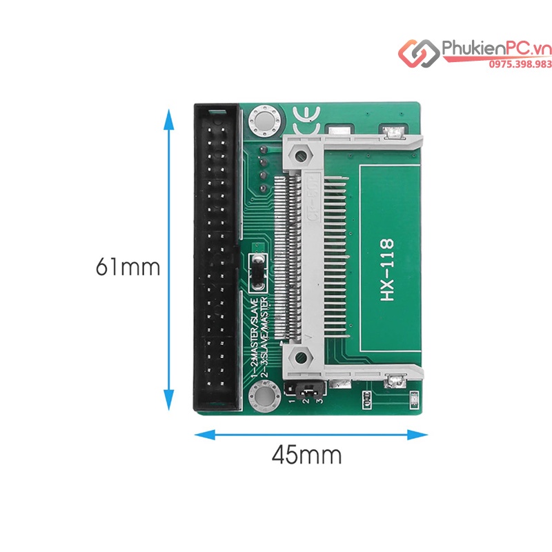 Chuyển đổi thẻ nhớ CF sang IDE ATA 40pin male chân đực, thay thế ổ cứng HDD IDE bằng thẻ nhớ CF cho máy tính công nghiệp