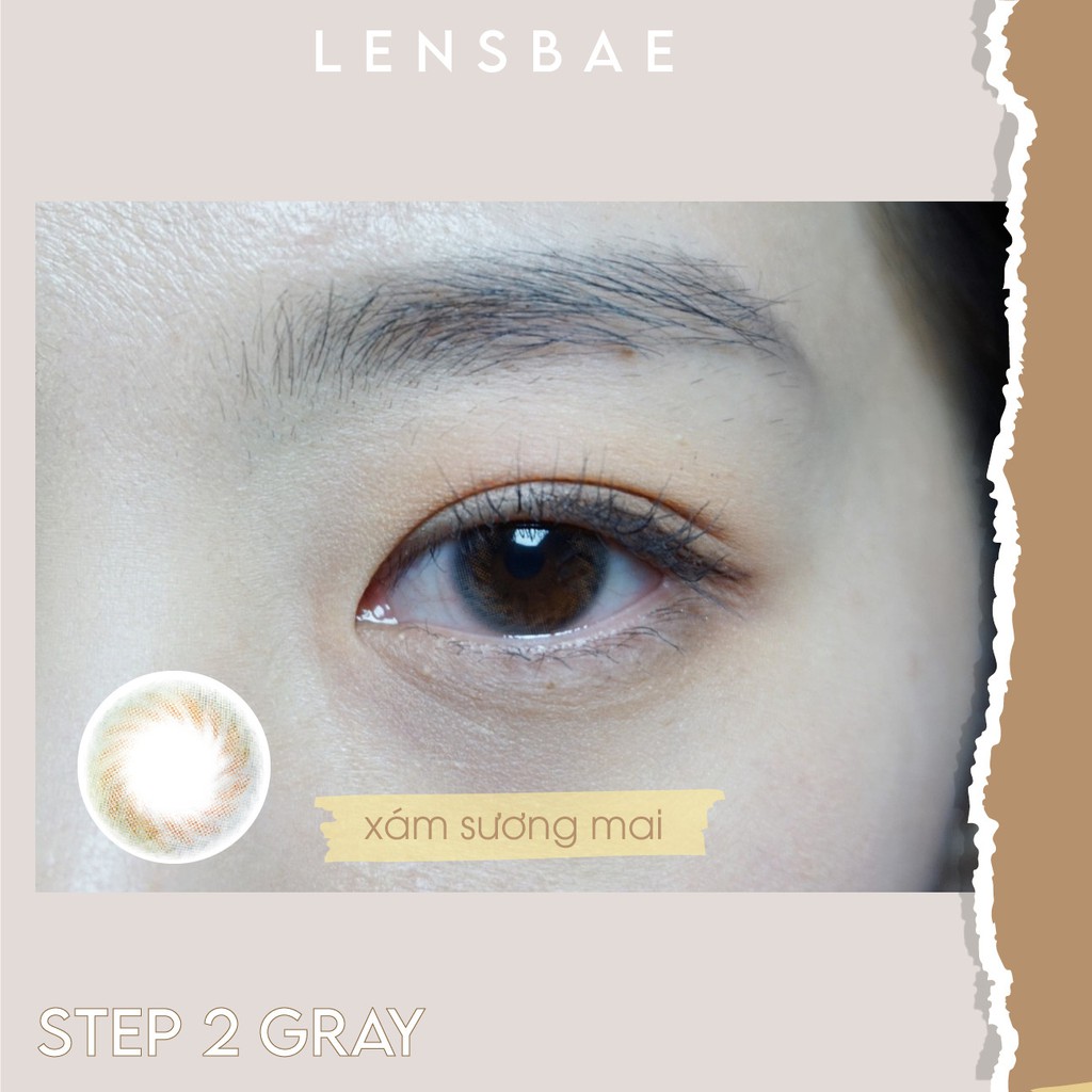 lens xám tự nhiên áp tròng trong veo STEP GRAY kính áp tròng có cận Hàn Quốc DABAE  | hãng Lens-Me