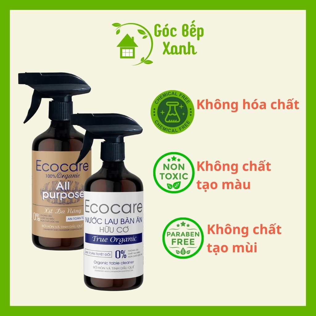 Xịt lau bàn Ecocare, xịt đa năng Ecocare hữu cơ dùng cho mọi bề mặt 500ml