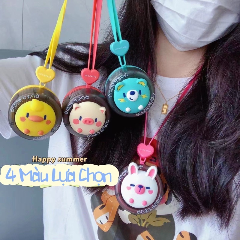 Quạt Mini Đeo Cổ Dây Chuyền Thú Cưng Siêu Dễ Thương, Có Dây Sạc Tiện Lợi( Hàng có sẵn)