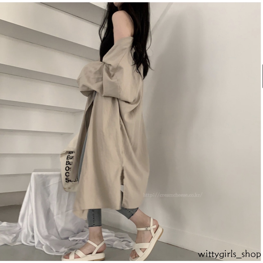 Wittygirls-áo Khoác Cardigan Tay Dài Màu Trơn Chống Nắng Cho Nữ