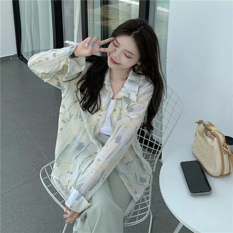 Áo Sơ Mi Voan Tay Dài Dáng Rộng Phong Cách Trẻ Trung Thời Trang Hàn Quốc