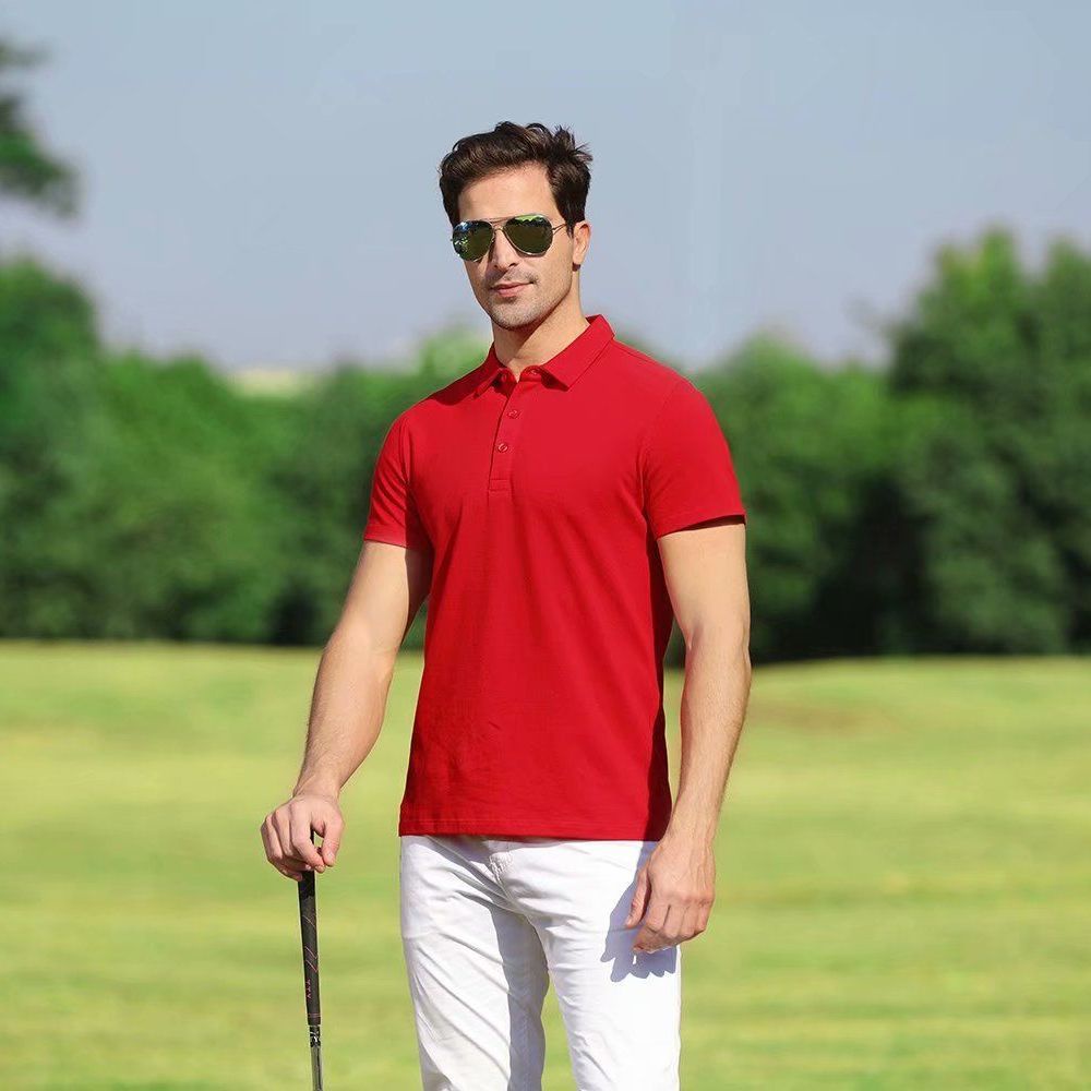 Áo Thun Thể Thao Ngắn Tay Cổ Bẻ Chất Liệu Lụa Lạnh Thoáng Khí Nhanh Khô Cho Nam