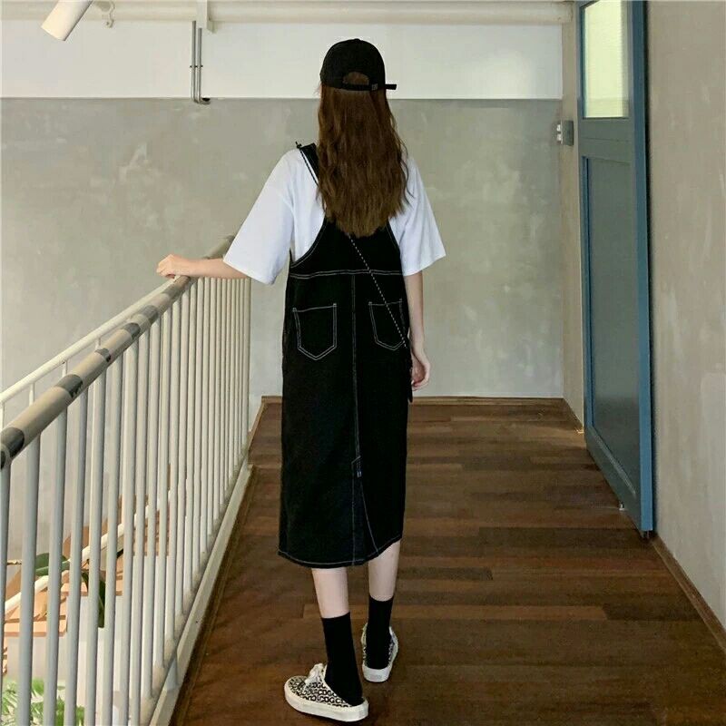 Váy dây denim rộng rãi