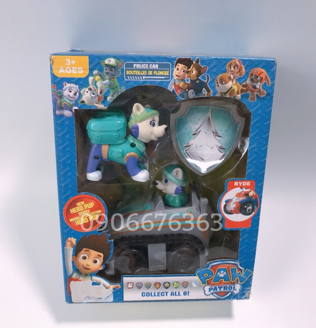 ( M HỘP 1 CHÓ CỨU HỘ LÁI XE+HUY HIỆU+CHÓ CỨU HỘ paw patrol