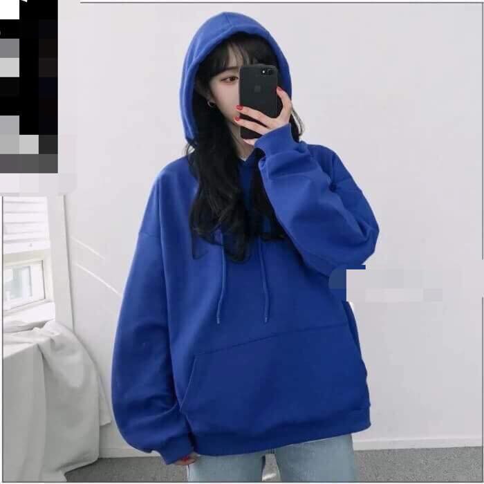 [FREESHIP] áo hoodie xanh dương trơn unisex - áo khoác nỉ bông hoodie basic blue