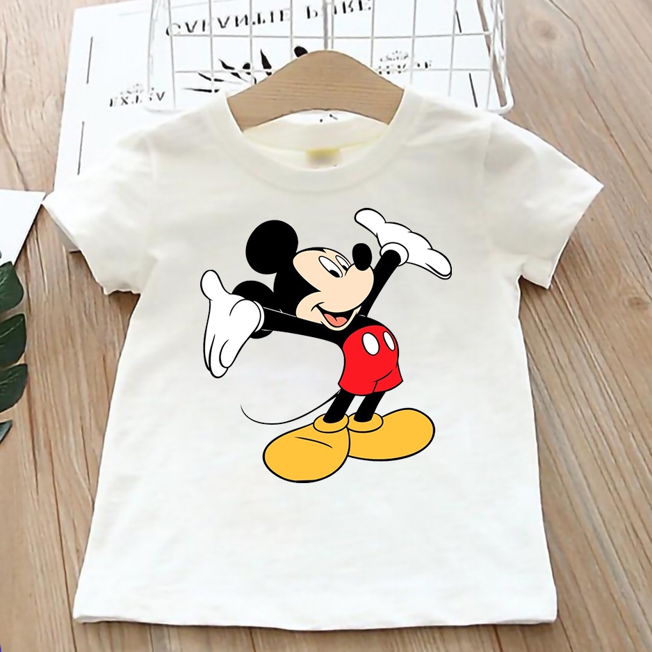Áo thun cho bé tay ngắn vải cotton màu trắng Hạ Băng Designs - Nhân vật Hoạt hình 001