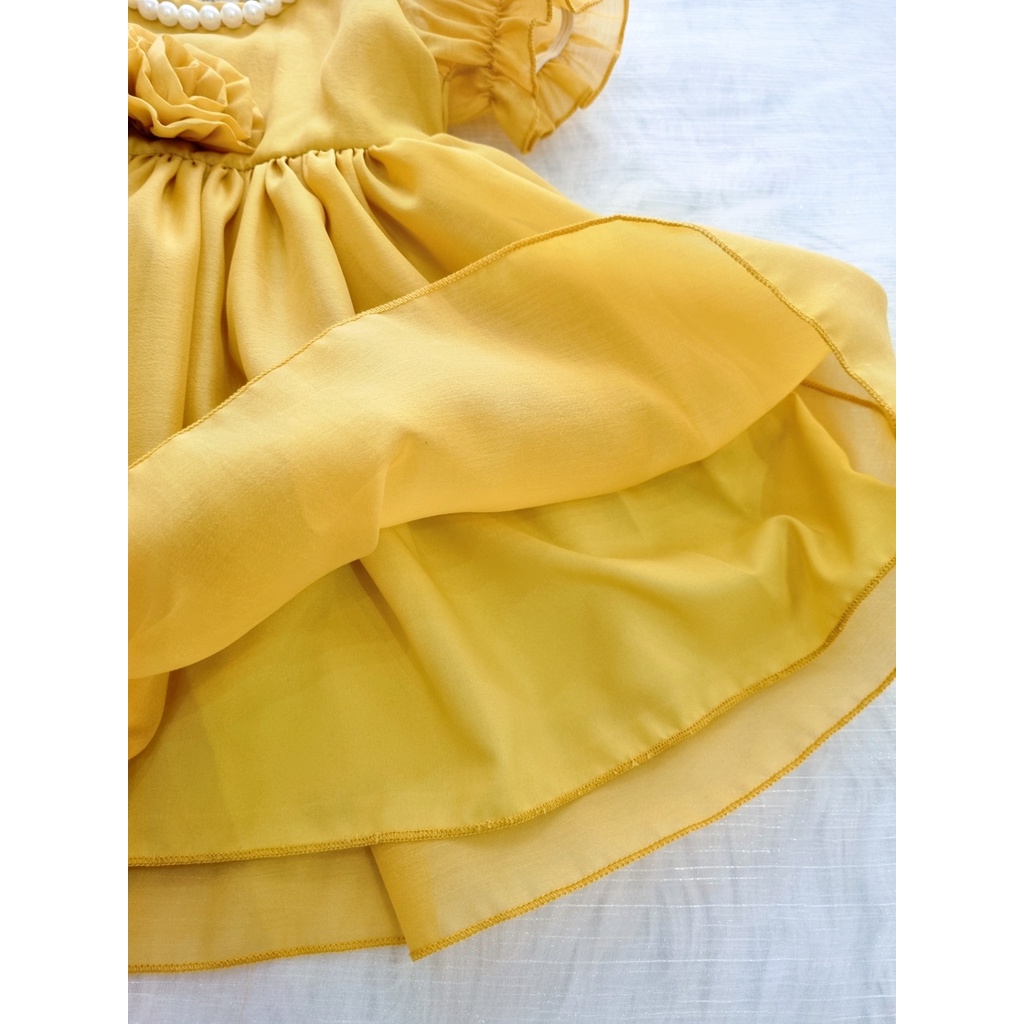 Đầm công chúa cho bé gái kèm bờm tóc chất liệu cao cấp ⚡𝗙𝗥𝗘𝗘𝗦𝗛𝗜𝗣⚡ Váy trẻ em màu vàng kiểu dáng bồng bềnh siêu sang