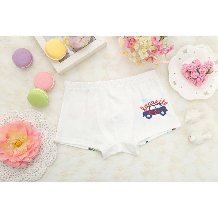 Bộ 3 Quần Lót Boxer Vải Cotton In Hoạt Hình Dễ Thương Cho Bé Trai