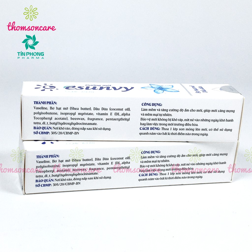 Kem nẻ dưỡng ẩm môi Esunvy từ thảo dược - son dưỡng giảm khô môi từ vaseline, dầu dừa, sáp ong và vitamin E