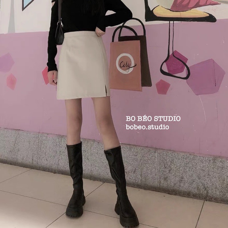 BỐT ĐÙI CỔ CAO TRƠN KÉO KHÓA ĐẾ CAO 5CM PLATFORM ZIP BOOT