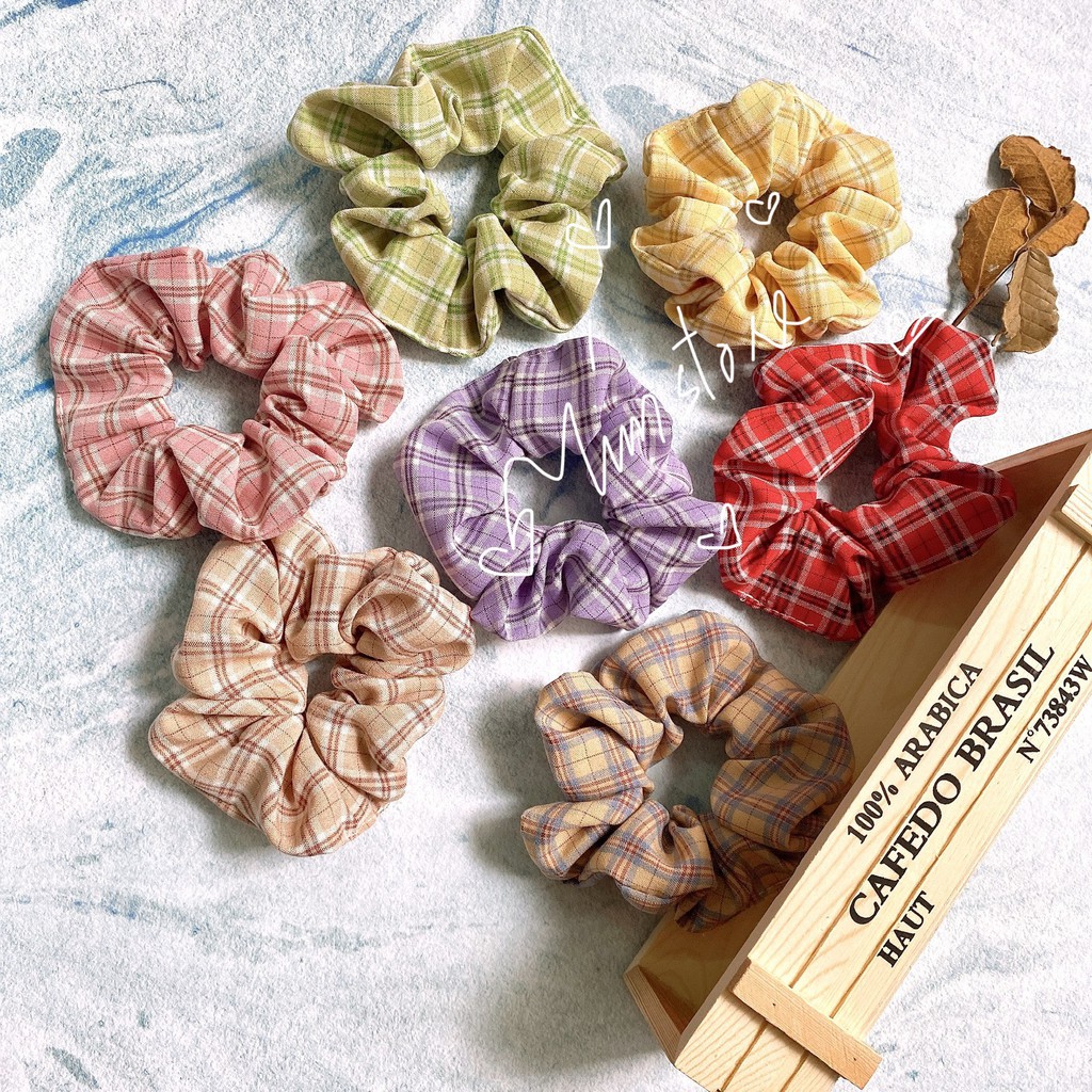 {Ảnh thật} SCRUNCHIES CARO 7 MÀU, VẢI DÀY HOT TREND- CỘT TÓC VẢI ULZZANG