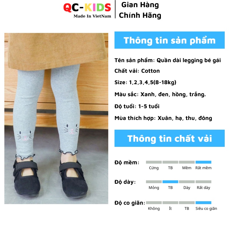 Quần legging bé gái dài xuất dư 1 tuổi đến 5 tuổi QC-KIDS LG01