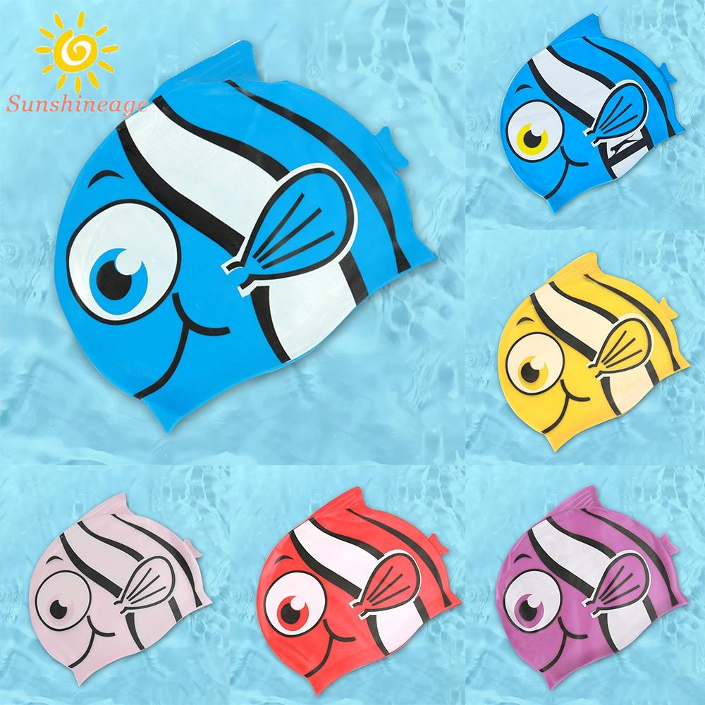 Mũ Bơi Bảo Vệ Tai Chống Thấm Nước In Hoạt Hình Dễ Thương Cho Bé