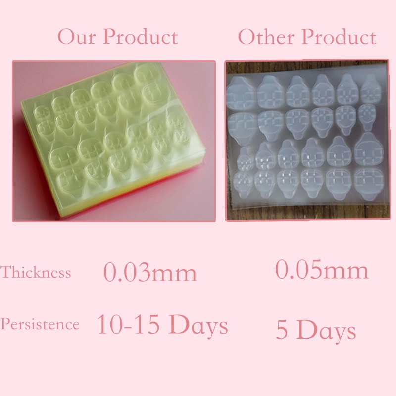 Set 24 miếng dán keo hai mặt trong suốt dùng để trang trí móng giả nghệ thuật