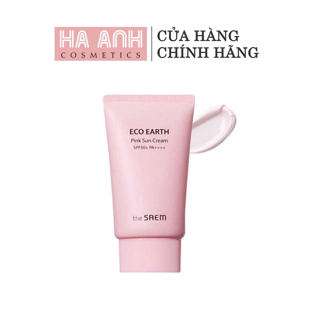 Kem chống nắng The Saem Eco Earth Pink Sun Cream 50g