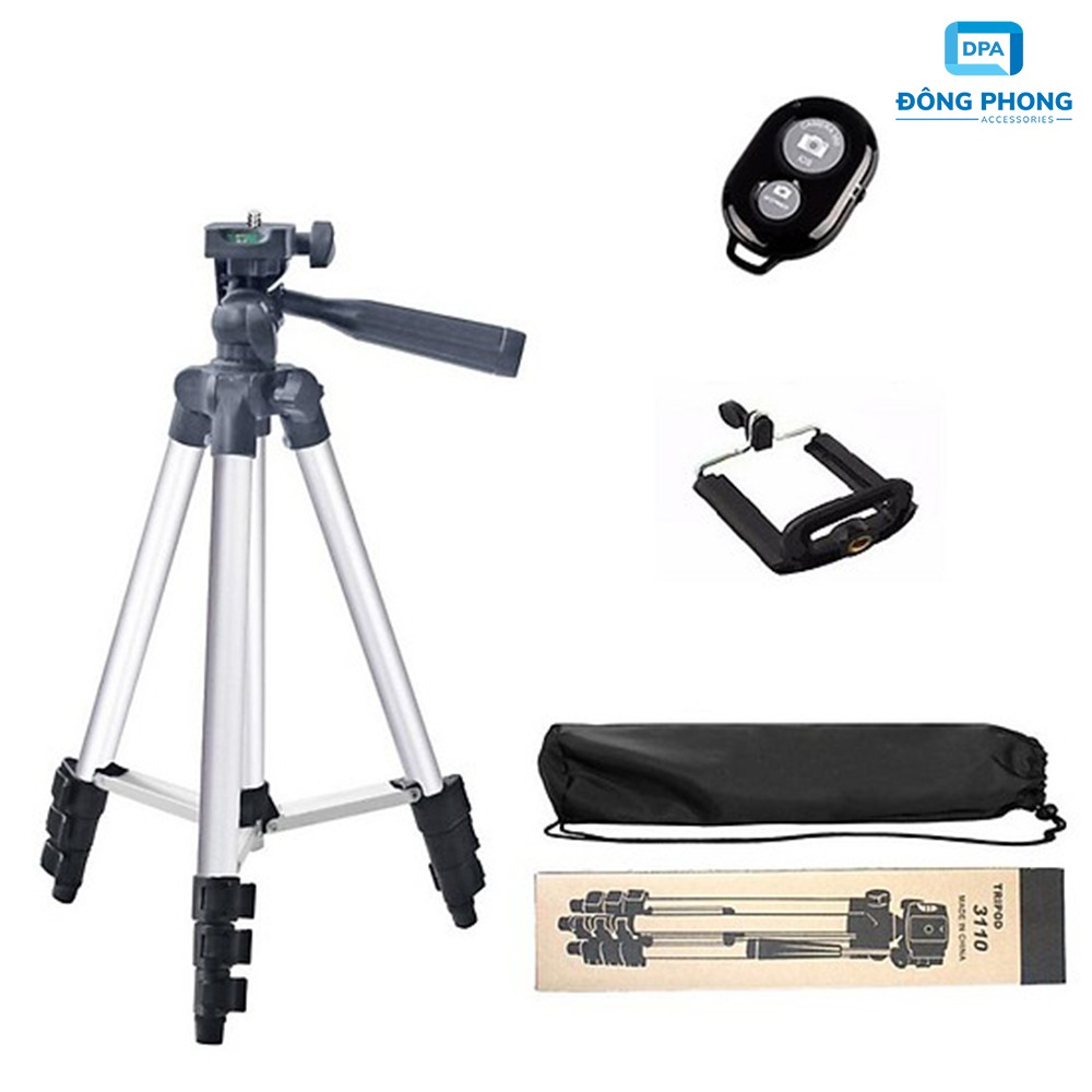 Combo Gậy Tripod Điện Thoại, Máy Ảnh TF 3110 Tặng Kẹp &amp; Remote