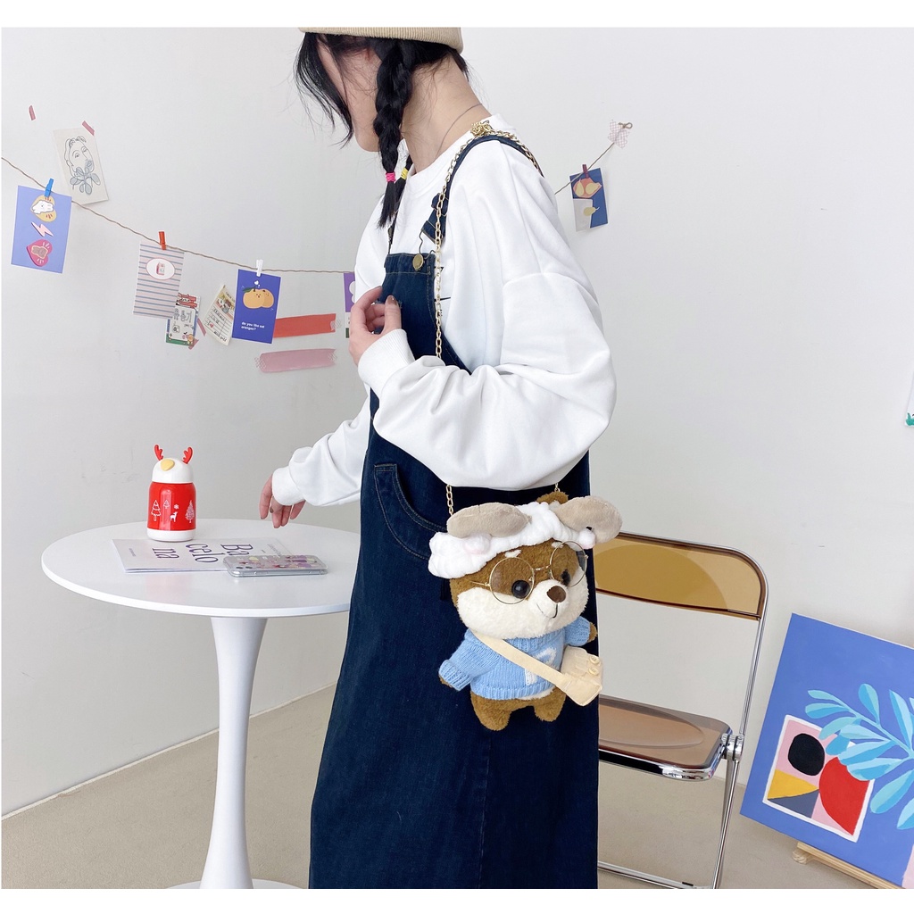 Order | Túi đeo chéo gấu nhồi bông cho nữ dễ thương