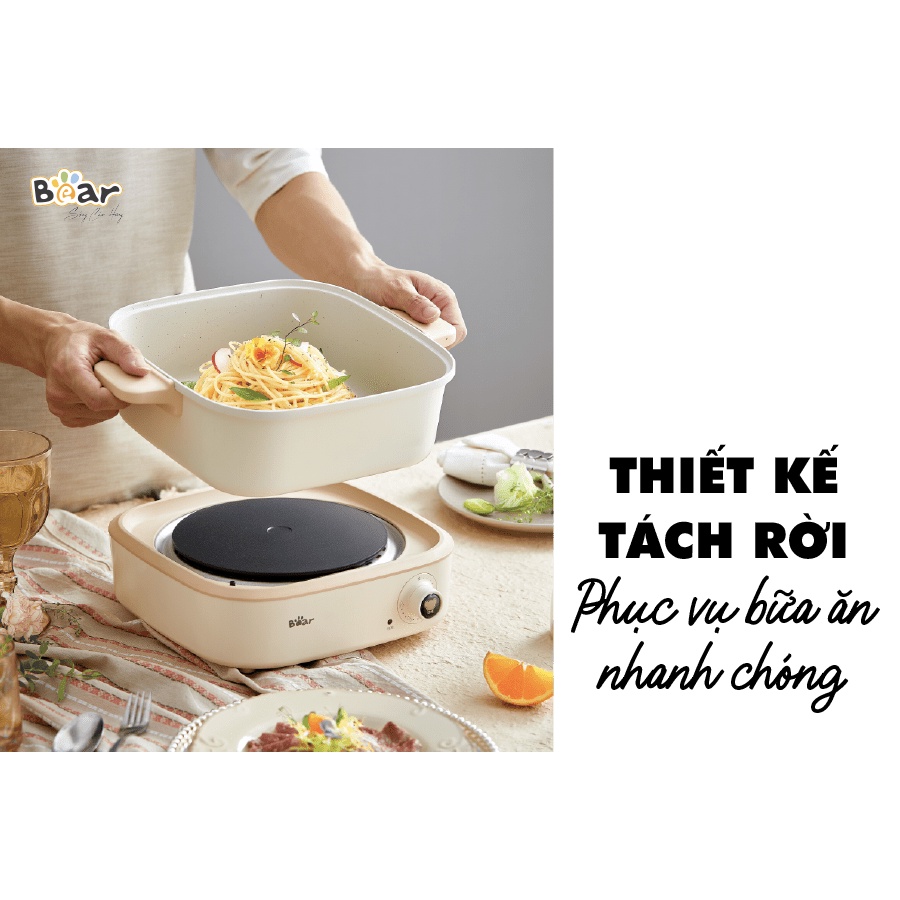 Nồi lẩu điện đa năng Bear DHG-C40M1 7 trong 1 chống dính cao cấp, nấu lẩu nướng thịt tiết kiệm điện