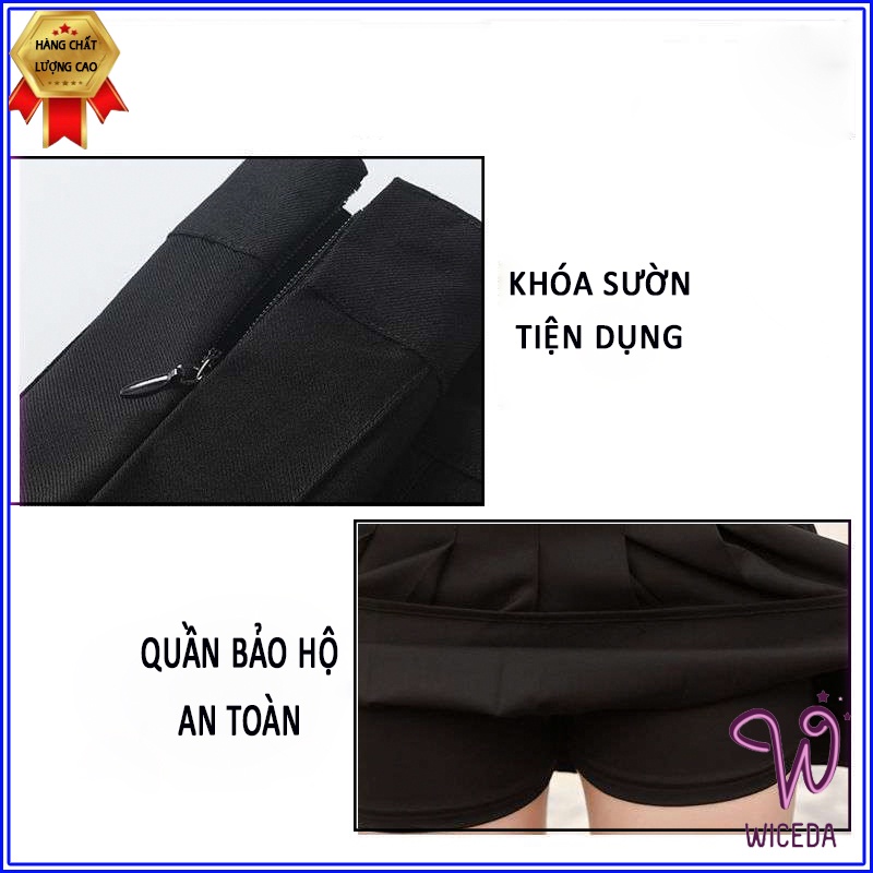 Chân váy xếp ly cạp cao xinh , chân váy tennis dáng ngắn chất tuyết mưa 3 màu đen trắng xanh ngọc Wiceda 460