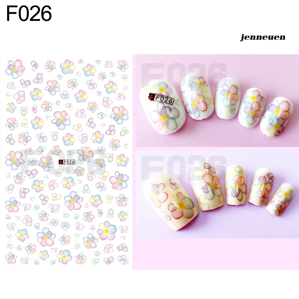 [Hàng mới về] Tấm Hình Dán Trang Trí Móng Tay Họa Tiết Hoa Và Bướm Xinh Xắn
