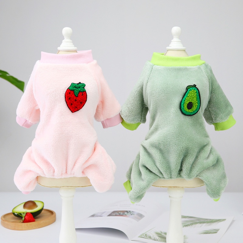Áo Giữ Ấm Bốn Chân Họa Tiết Trái Cây Hoạt Hình Dễ Thương Cho Thú Cưng