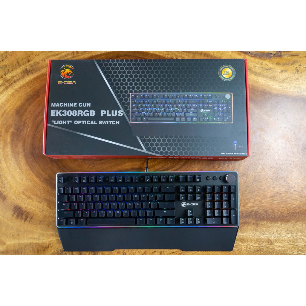 Bàn phím Gaming E-Dra EK308 RGB Plus - Phím Cơ Quang Học - Phiên bản nâng cấp - Phím Multimedia - Chính Hãng - B.h 24T