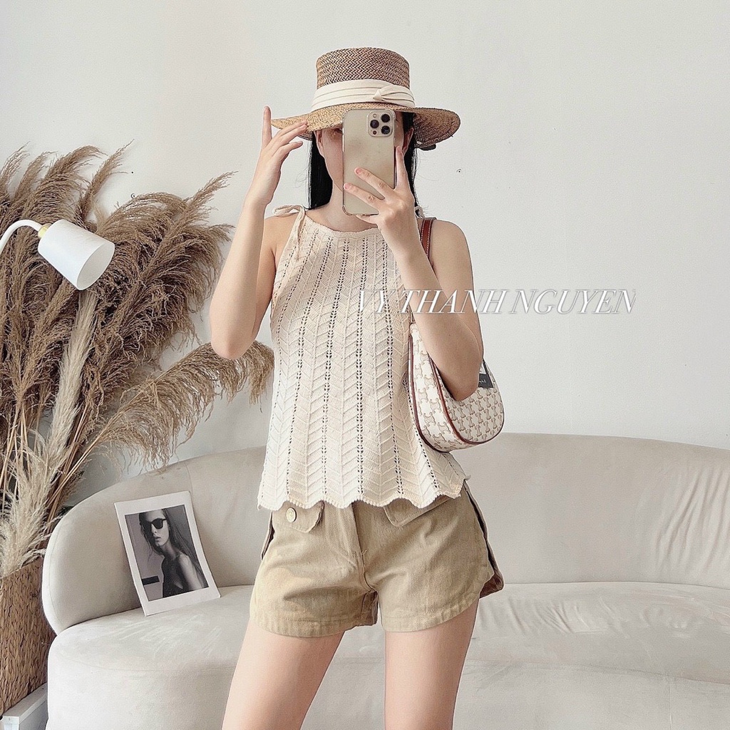 Áo len 2 dây yếm sóng gấu cực hot