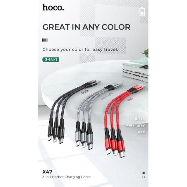 Dây sạc đa năng 3 in 1 hoco x47 siêu bền
