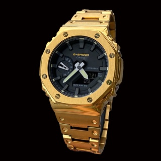 Đồng hồ nam dây thép casio g-shock ga-2100 độ giáp ap gold gen 1 | ga-2100 custom ap vàng gen 1