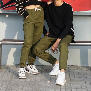 Quần jogger kaki co dãn dành cho cả nam và nữ, quần jogger unisex màu xanh rêu