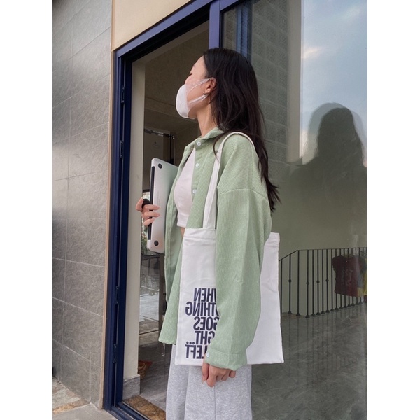 Áo sơ mi nhung gân vintage