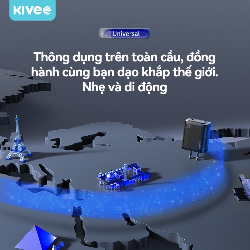 Củ Sạc Nhanh 1 TYPE-C KIVEE AS81 Compact Charger Tốc Độ 30W Tương Thích Dòng Điện 100 - 240v