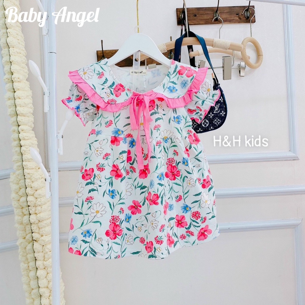 Váy bé gái-Đầm bé gái cotton xuất, Minky Mom chính hãng-hoạ tiết đáng yêu cho bé gái