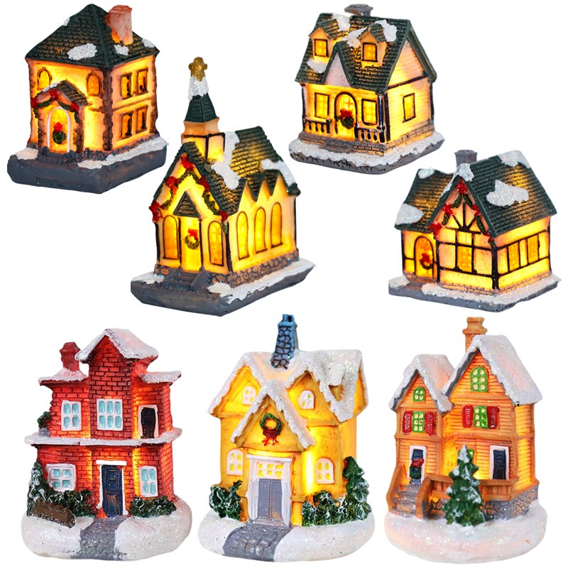 Đèn LED Ánh Sáng Trắng Ấm Bằng Nhựa Resin Trang Trí Giáng Sinh 2023