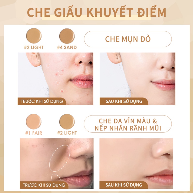 FOCALLURE Bảng che khuyết điểm đa năng 5 trong 1 che phủ cao chống thấm nước 6.5g