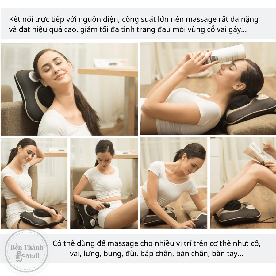 ✈️[Freeship] Gối massage đa năng 3D HT8802 [Chế độ xoa bóp &amp; đấm bóp]