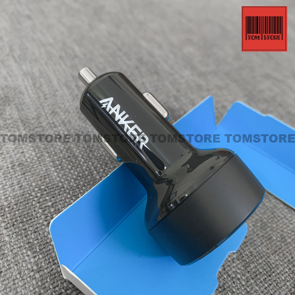 Tẩu sạc ô tô Anker 2 Cổng 33W, PowerDrive PD+2 - A2721 trang bị 1 cổng USB-C PD 18W và 1 cổng USB 2W với PowerIQ