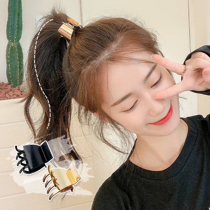Kẹp tóc kim loại màu sáng đơn giản phong cách thời trang Hàn Quốc dành cho nữ