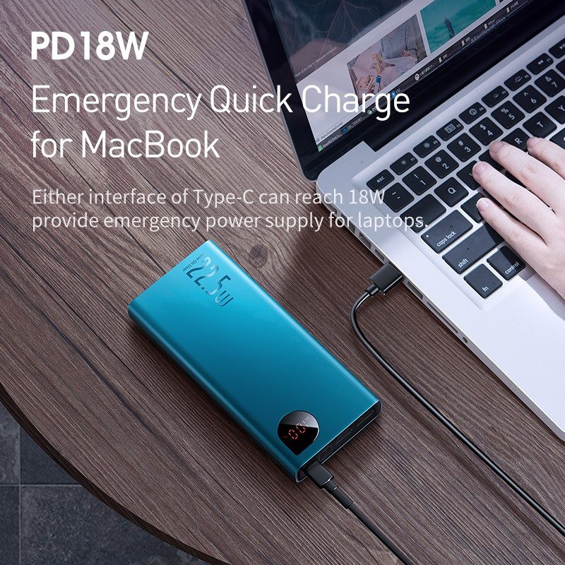 Pin sạc dự phòng Baseus 20000MAh, 5A, sạc nhanh 3.0 cho iPhone, Samsung, Xiaomi, Huawei