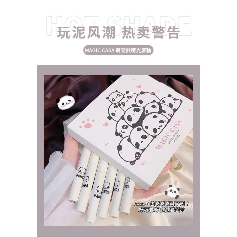 Set 6 Son Gấu Trúc Magic Casa Cute Panda Matte Lip Glaze - 1