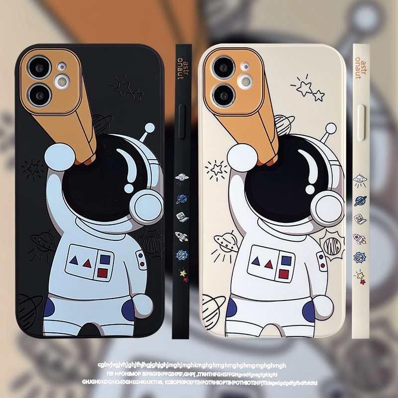 Cube Edge Soft Silicone Case Realme 5 5S 5i C3 C15 C12 Narzo 20 7i C17 8 Pro C11 Casing Note 7 8 9 10 11 Pro 9A 9C Poco X3 Pro NFc M3 Astronaut telescope Shin Case Bumper