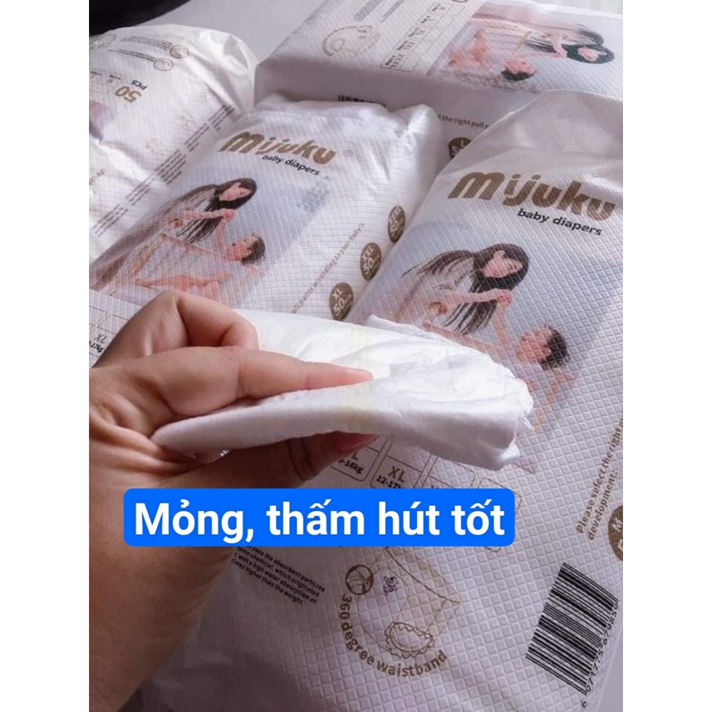 Bỉm mijuku 50 miếng size S, M, L, XL, XXL