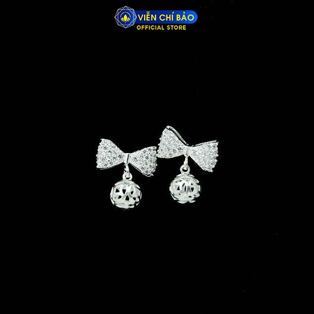 Bông tai bạc nữ hình nơ quả cầu chất liệu bạc 925 thời trang phụ kiện trang sức nữ Viễn Chí Bảo B400264