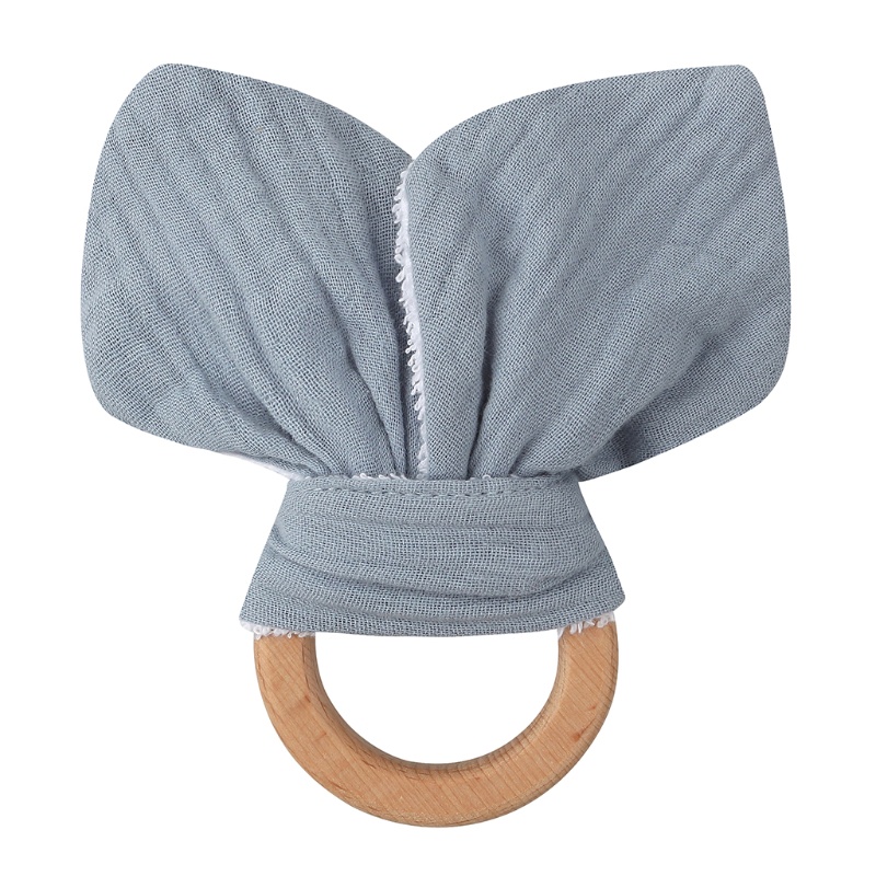 Đồ chơi gặm nướu hình tai thỏ chất liệu cotton mềm mại cho bé