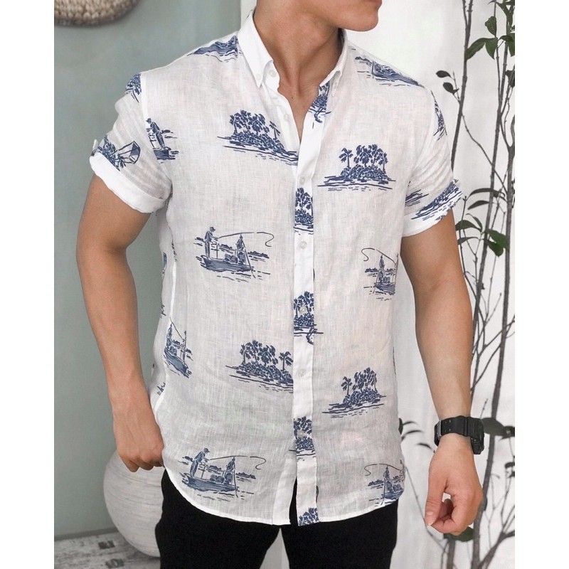 Áo sơmi nam vải đũi ngắn tay | BigBuy360 - bigbuy360.vn